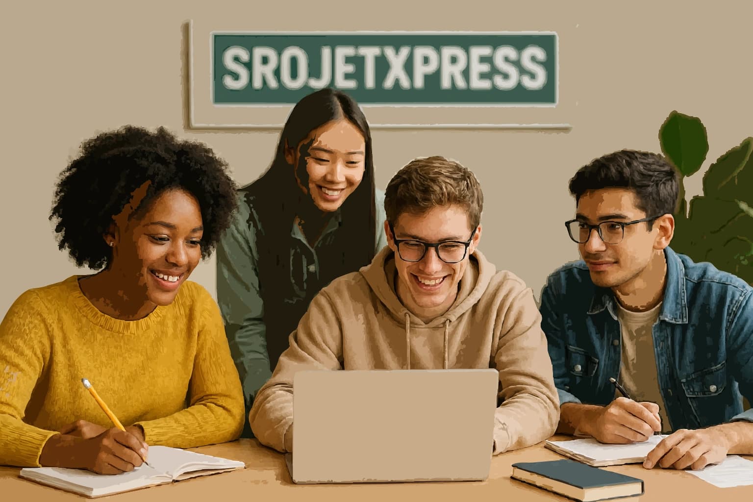 Students working on projects